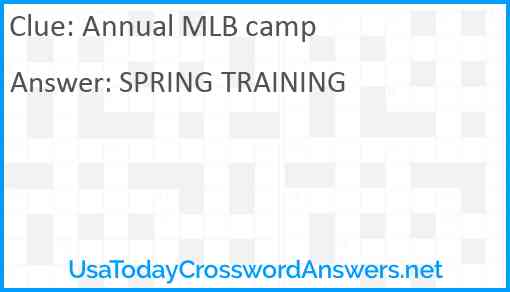 Annual MLB camp Answer
