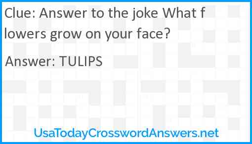 Answer to the joke What flowers grow on your face? Answer