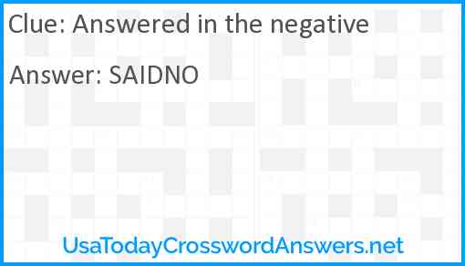 Answered in the negative Answer