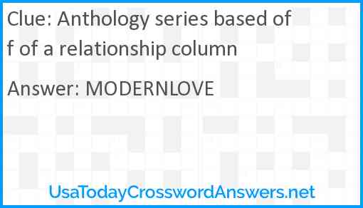 Anthology series based off of a relationship column Answer