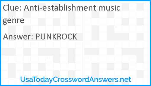 Anti-establishment music genre Answer