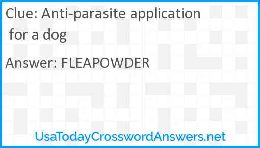 Anti-parasite application for a dog Answer