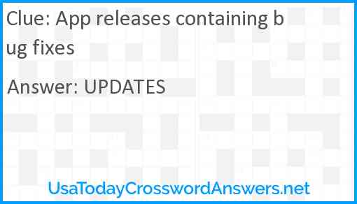 App releases containing bug fixes Answer