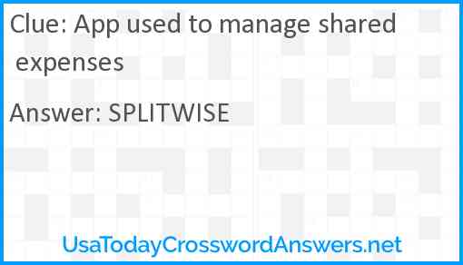 App used to manage shared expenses Answer