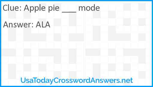 Apple pie ___ mode Answer