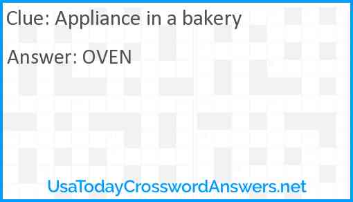 Appliance in a bakery Answer