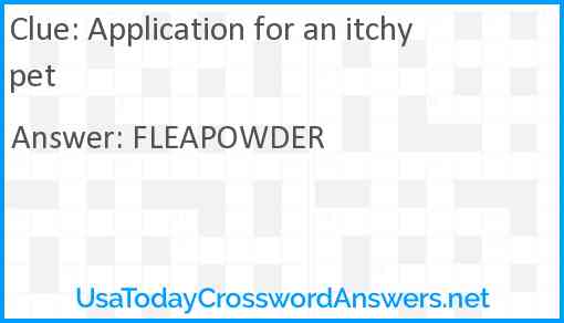 Application for an itchy pet Answer