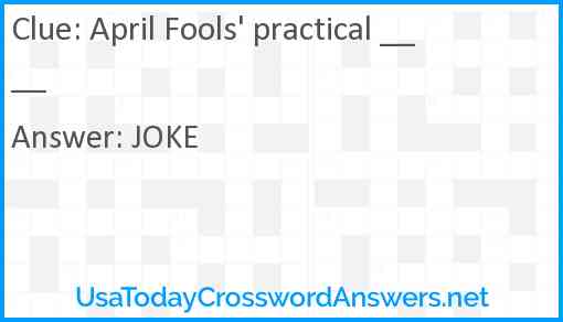 April Fools' practical ____ Answer