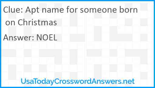 Apt name for someone born on Christmas Answer
