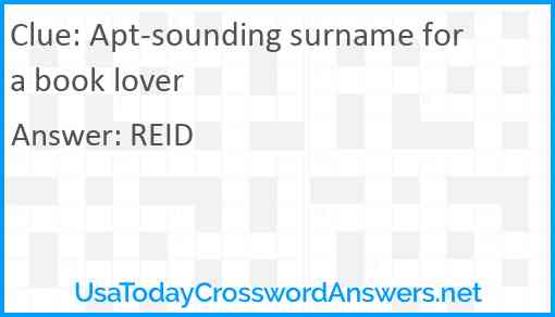 Apt-sounding surname for a book lover Answer