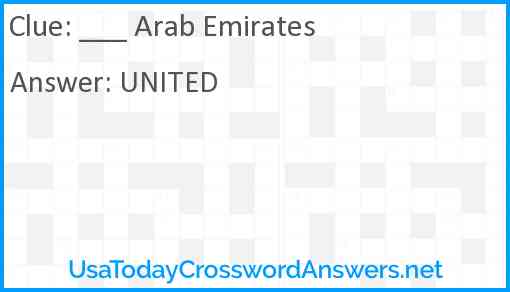 ___ Arab Emirates Answer