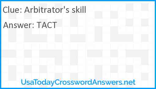 Arbitrator's skill Answer