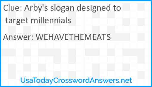 Arby's slogan designed to target millennials Answer