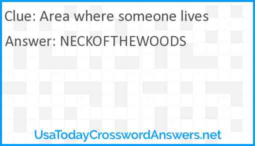 Area where someone lives Answer