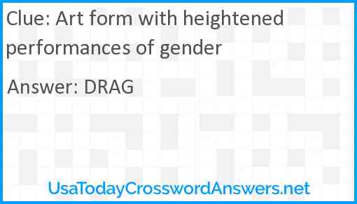 Art form with heightened performances of gender Answer