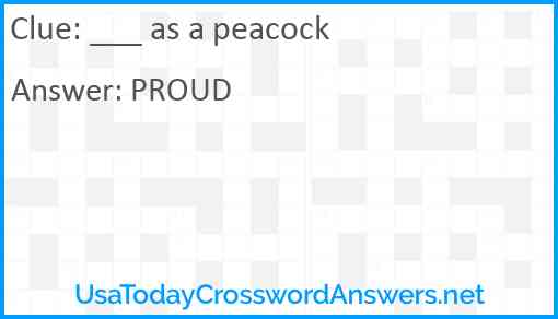 ___ as a peacock Answer