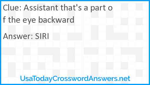 Assistant that's a part of the eye backward Answer
