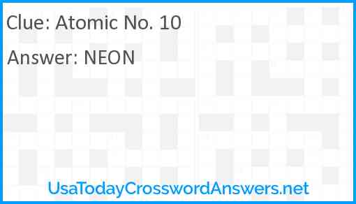 Atomic No. 10 Answer