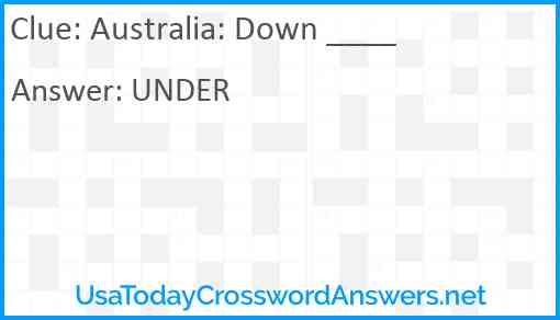 Australia: Down ____ Answer