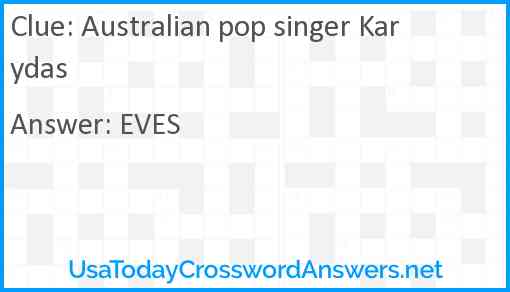 Australian pop singer Karydas Answer