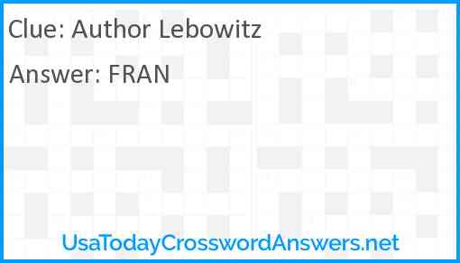 Author Lebowitz Answer