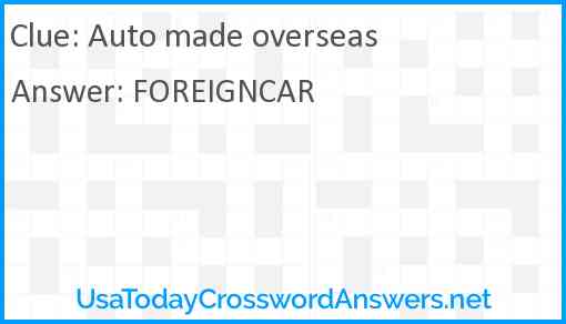 Auto made overseas Answer