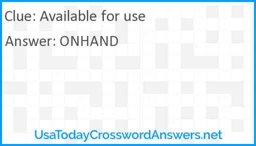Available for use Answer