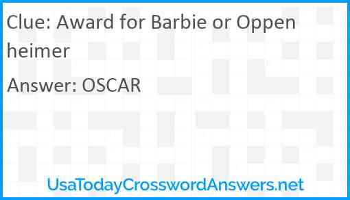 Award for Barbie or Oppenheimer Answer