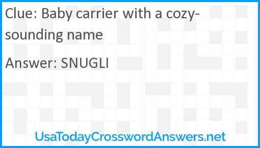 Baby carrier with a cozy-sounding name Answer