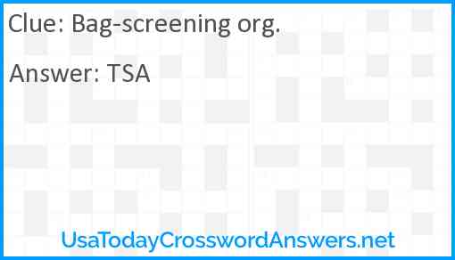 Bag-screening org. Answer