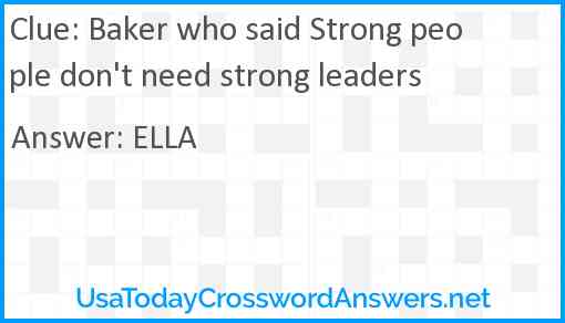 Baker who said Strong people don't need strong leaders Answer