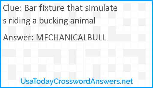 Bar fixture that simulates riding a bucking animal Answer