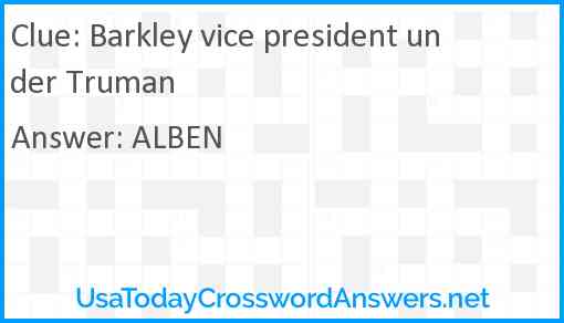 Barkley vice president under Truman Answer