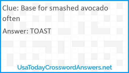 Base for smashed avocado often Answer