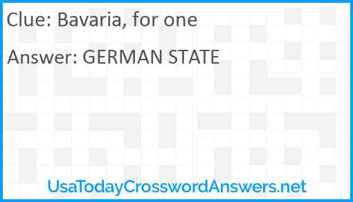 Bavaria, for one Answer