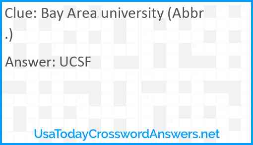 Bay Area university (Abbr.) Answer
