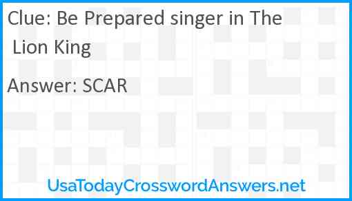 Be Prepared singer in The Lion King Answer