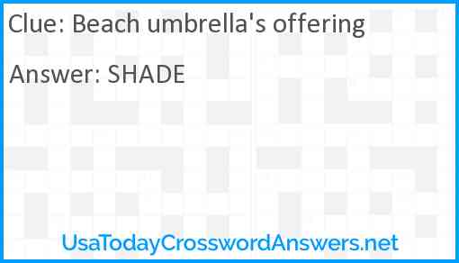 Beach umbrella's offering Answer