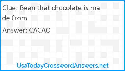 Bean that chocolate is made from Answer