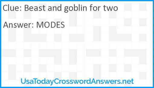 Beast and goblin for two Answer