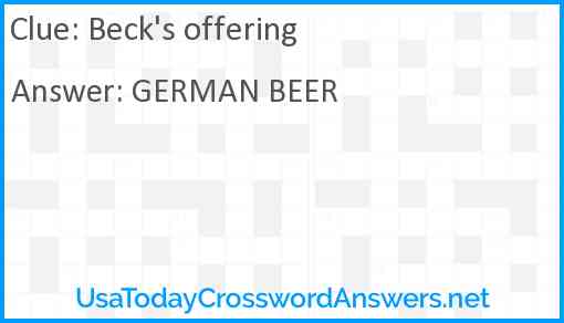 Beck's offering Answer