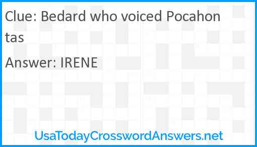 Bedard who voiced Pocahontas Answer