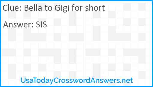 Bella to Gigi for short Answer