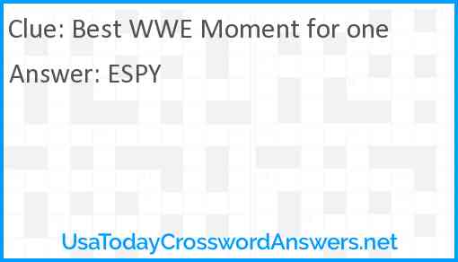 Best WWE Moment for one Answer