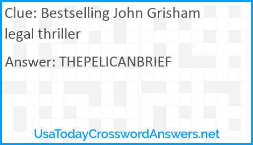 Bestselling John Grisham legal thriller Answer