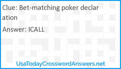 Bet-matching poker declaration Answer