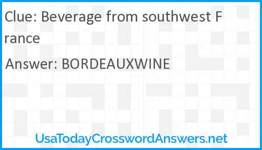 Beverage from southwest France Answer