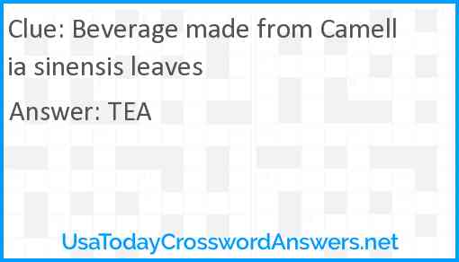 Beverage made from Camellia sinensis leaves Answer
