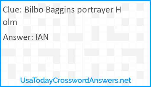 Bilbo Baggins portrayer Holm Answer