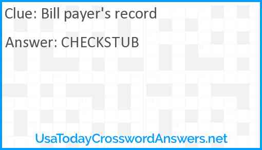 Bill payer's record Answer